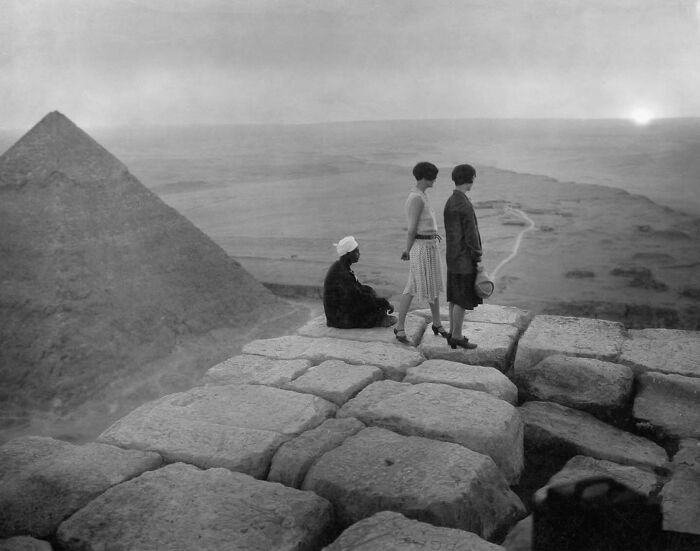 Two Ladies And A Local Man Watching The Sunset, 1925