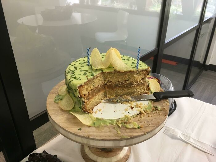 My Coworker Made Sour Cream And Onion Pringles Cake. Oh God Why