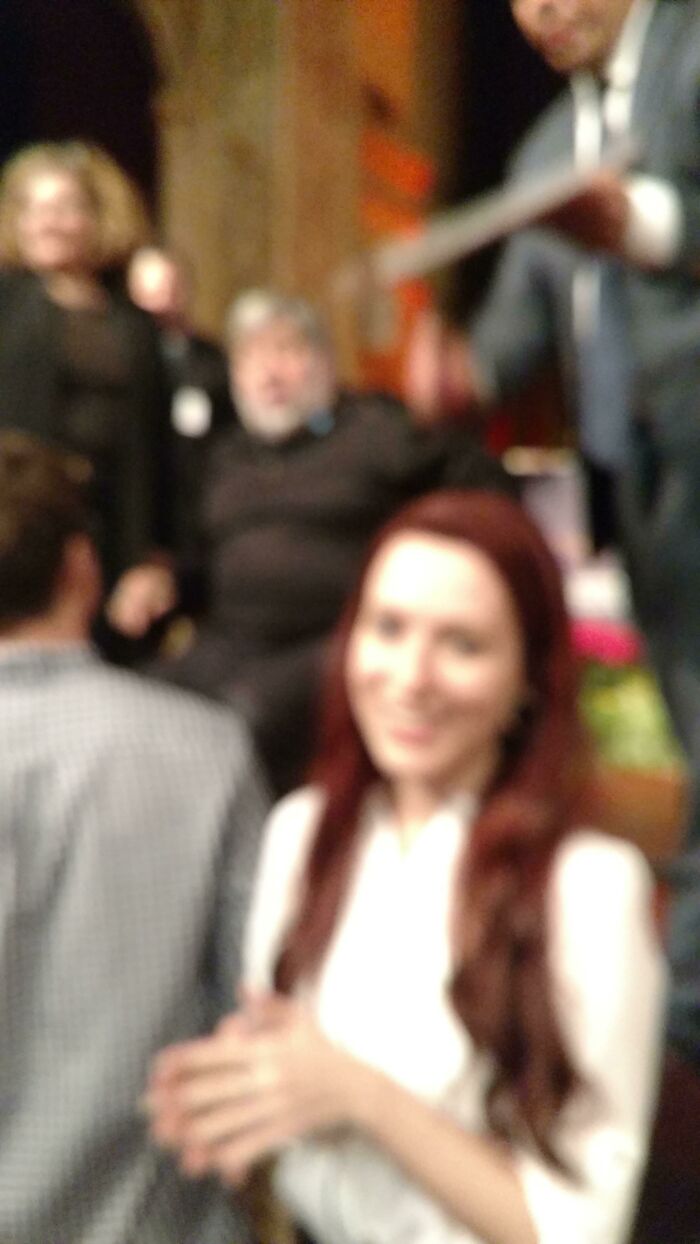 I Saw Steve Wozniak Speak And Asked A Coworker To Take My Picture In Front Of Him. The Dude Couldn't Even Focus