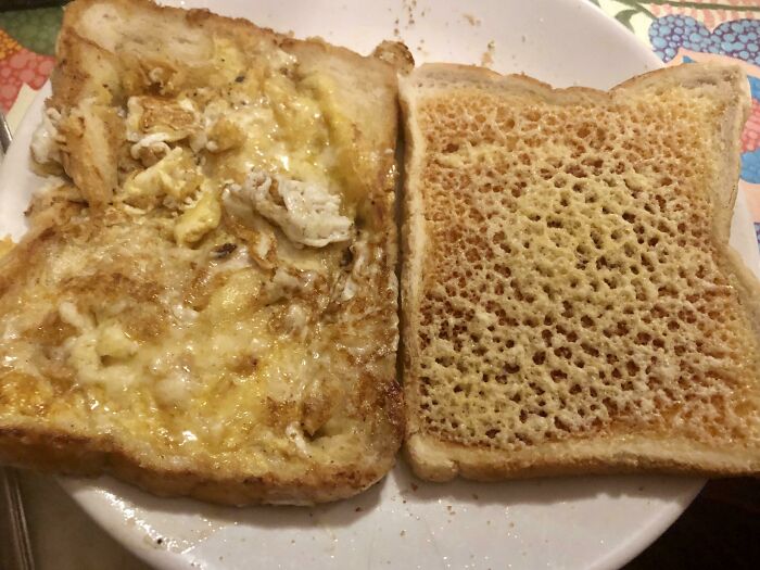 My Boyfriend Made Himself Some ‘Egg Bread’ And Cheese On Toast.