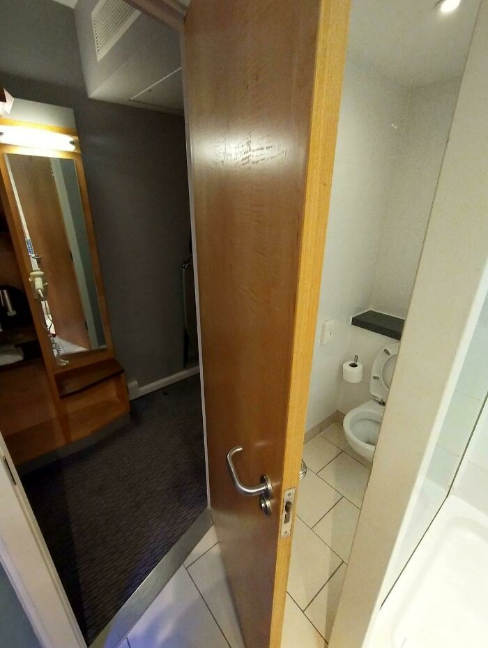 This Bathroom Door In The Holiday Inn Can Close In Two Positions