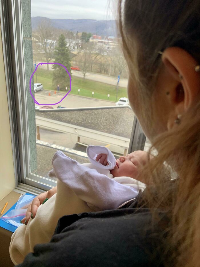 Due To Covid-19, Our Newborn Couldn’t Get Any Visitors At The Hospital. That Didn’t Stop My Mother In Law With Her Binoculars From Seeing Her First Grandchild