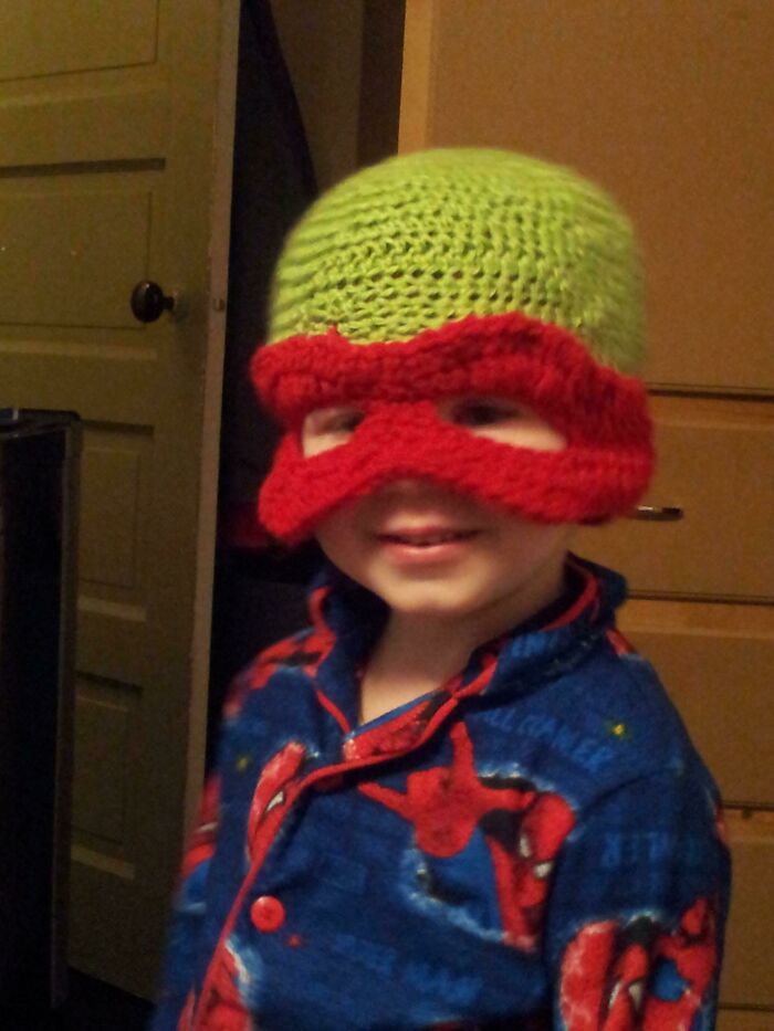 My Mother In Law Knitted My Son A Ninja Turtle Hat...i'm Jealous Now