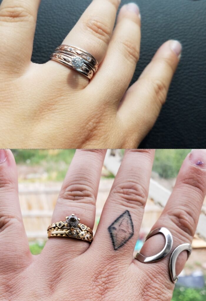 About 2 Weeks Ago My Original Wedding Rings Were Stolen (Top Picture). Today My Mother In Law Stopped By And Gave Me Her Wedding Rings (Bottom). All Though They Are No True Replacement, They Still Have Their Own Sentimental Value And I Will Cherish Them Forever. I Love My Mil