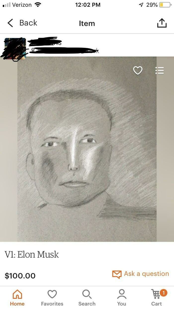 $100 For This God Awful Sketch Of Elon Musk