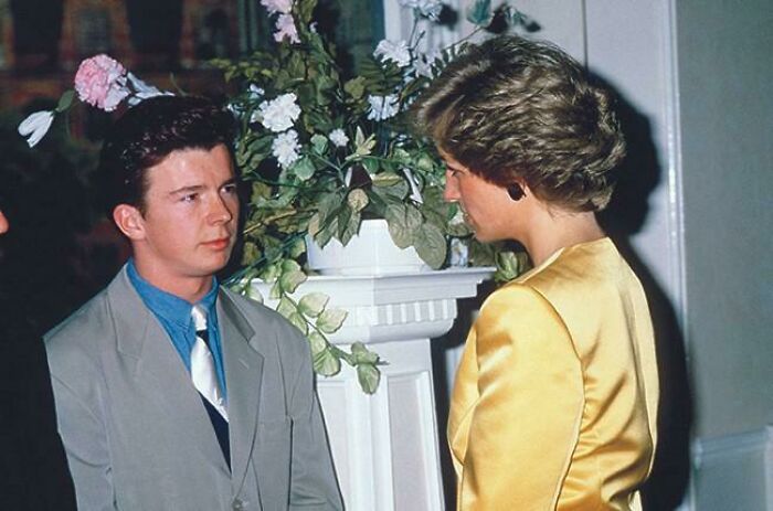 Rick Astley con la Princesa Diana, 1988
