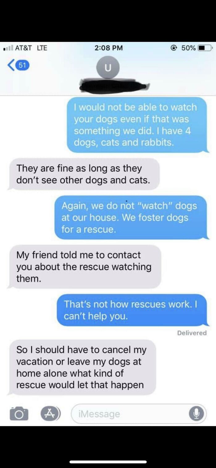 Friend Showed Me This. Some Rando Wanted Her To Dog-Sit Just Because She Fosters Rescue Dogs