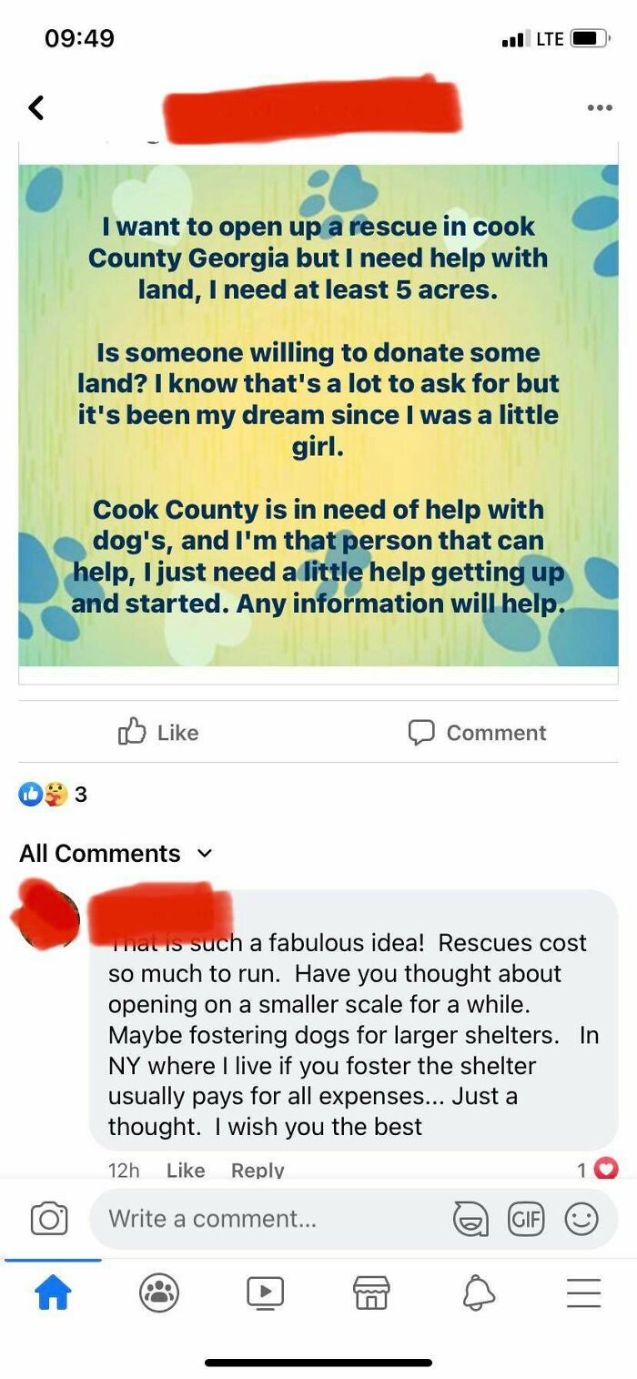 Lady Wants 5+ Acres For Free To Run An Animal Rescue, But Refuses To Foster Animals Because She Already Has A Couple Dogs