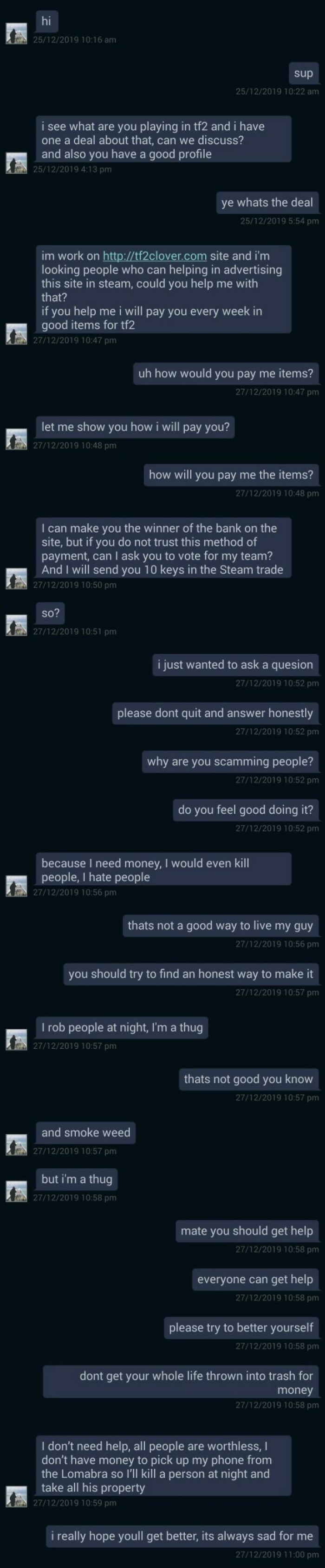 Steam Item Scammer Shows What These Peoples Mentality Is