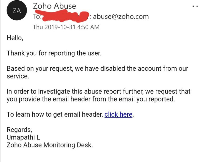 A Small Little Victory Today Reported Some Scammers To Zoho