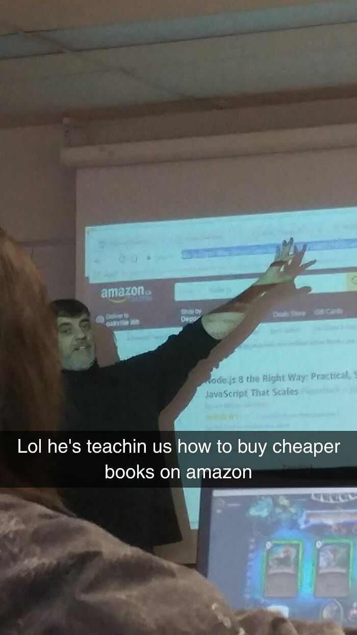 Professor Showing Kids How To Buy Cheaper Text Books For His Class