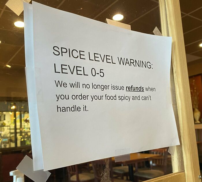 Sign Posted In Every Booth At A Thai Restaurant In Fargo