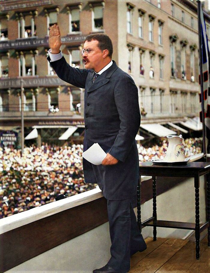 August 23, 1902, Providence, Rhode Island. U.S. President Teddy Roosevelt Delivers His "Trust Speech" And Warns Of Prosperity Being Concentrated In The Hands Of The Few, Particulary Large Corporations