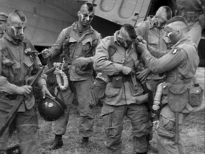 The 101st Airborne Division’s “Filthy Thirteen”volunteer Pathfinders Preparing To Parachute Into France Just After Midnight On June 6, 1944