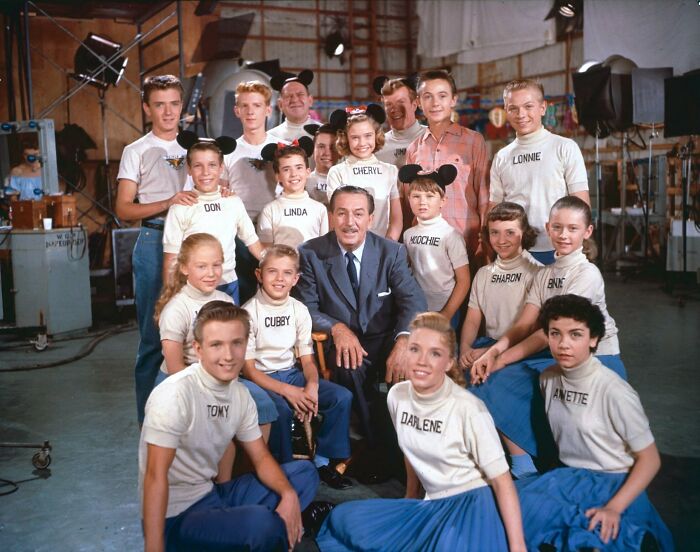 Walt Disney With The Original Mickey Mouse Club Lineup. 1955 