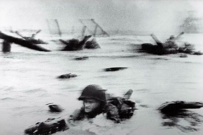 1 Of The 11 Surviving Pictures Taken By Life Magazine Photographer Robert Capa On D-Day, June 6, 1944