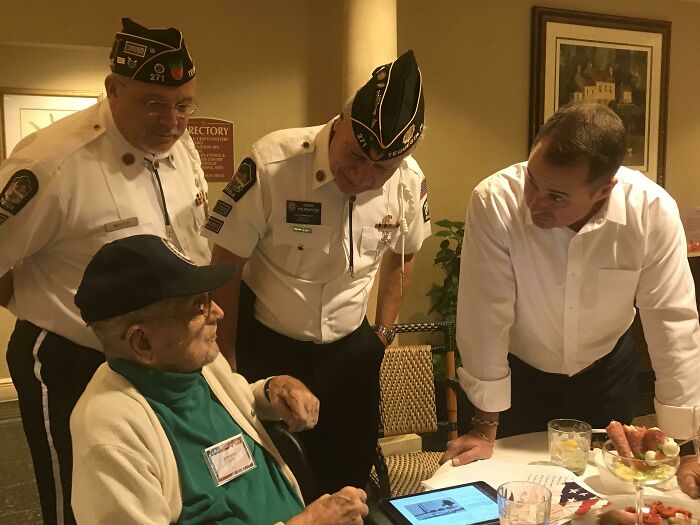 My Grandpa Is a 93-year-old WWII Vet Surrounded by Vets From Different Generations Telling Them His War Stories. He Was So Happy They Wanted to Listen It Made His Week