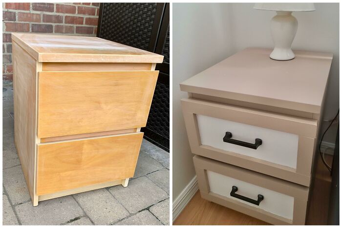 Got This Used Malm Nightstand For $10 And Transformed For Another $20. Not Perfect, But Was A Great First DIY Project