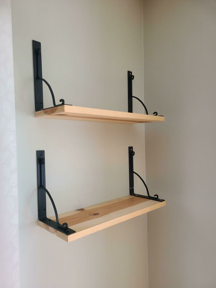 Simple Hack, I Mounted My Ekby Hall Wall Brackets Inverted So I Could Use The Brackets As Natural Bookends For The Shelf