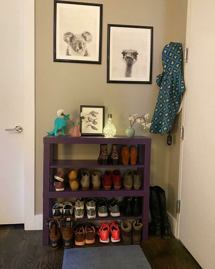 I Made An Entryway Shoe Rack Out Of 2 Of Those $10 TV Stands