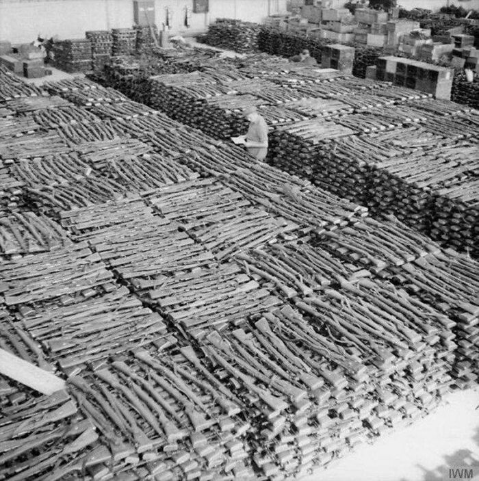 Piles Of Rifles Surrendered By German Soldiers After The End Of The Second World War, 1945
