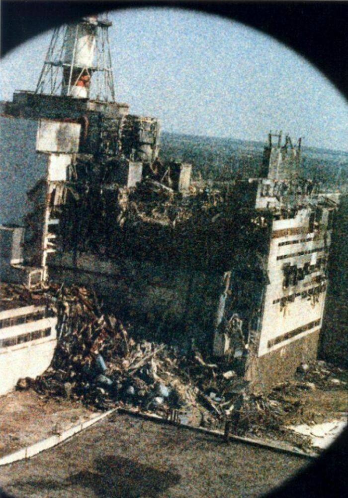 The First Photo Of Chernobyl On The Morning Of The Nuclear Disaster (April 26, 1986). The Heavy Grain Is Due To The Huge Amount Of Radiation In The Air That Began To Destroy The Camera Film The Second It Was Exposed For This Photo. Photo Taken By Igor Kostin