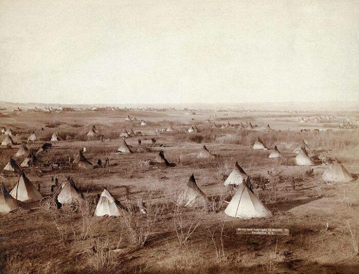 The Sioux Nation Of Native Americans Teepees Spread Across The Great Plains In 1800s (Image Believed To Have Been Taken In The Dakota Territory)