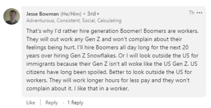 In Response To An Article Stating That Gen Z Workers Know What They Want, Prefer To Set Their Own Hours, Assign Work To Higher-UPS, And Take Mental Health Days.
