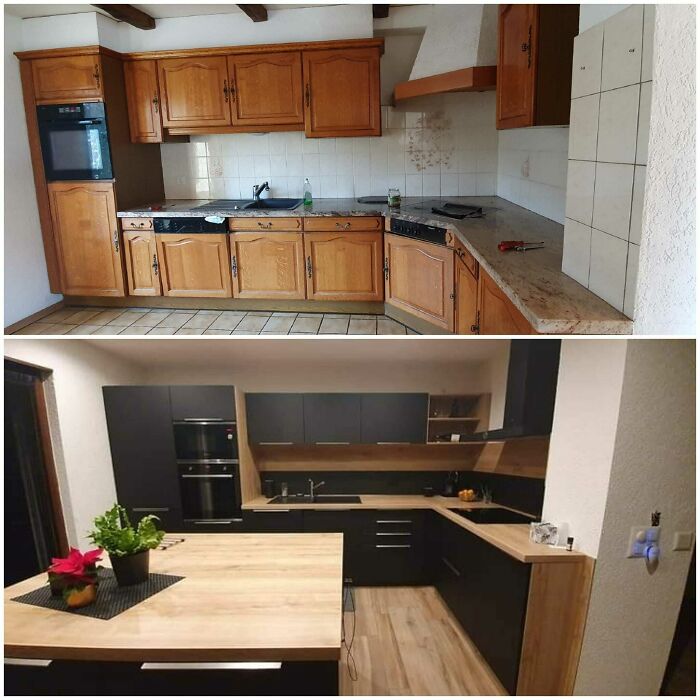 Remodelación de la cocina, antes y después