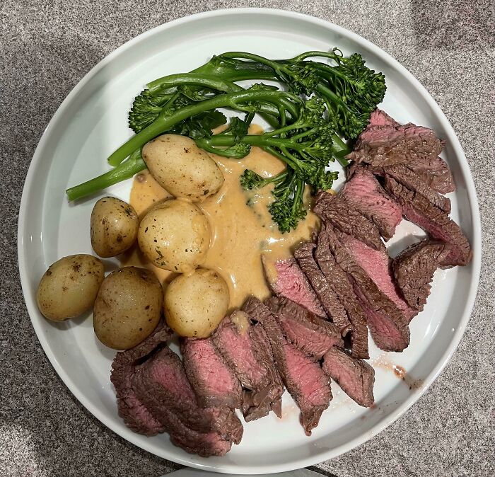 Steak, Potatoes And Broccoli