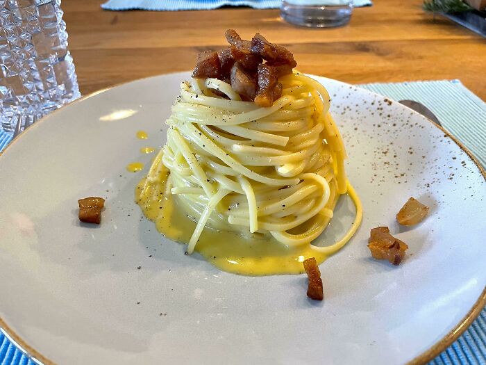 Finally Nailed A Authentic Carbonara! Nothing But Eggs, Guancale, Pecorino, Parmesan & Black Pepper