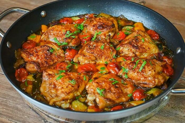 Braised Chicken Thigs With A Rich Vegetable Base