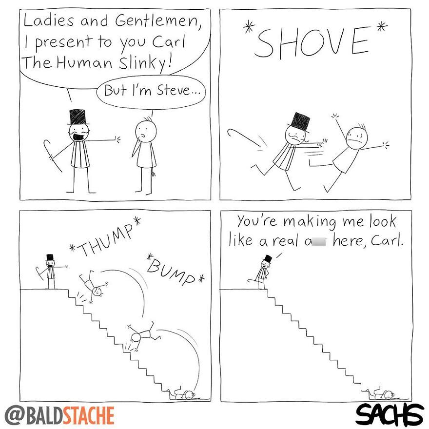 ‘Baldstache’ Comics For People Who Love Dark Humor