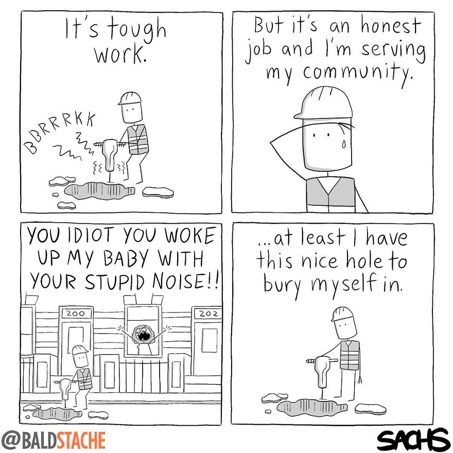 ‘Baldstache’ Comics For People Who Love Dark Humor