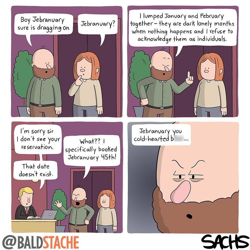 ‘Baldstache’ Comics For People Who Love Dark Humor