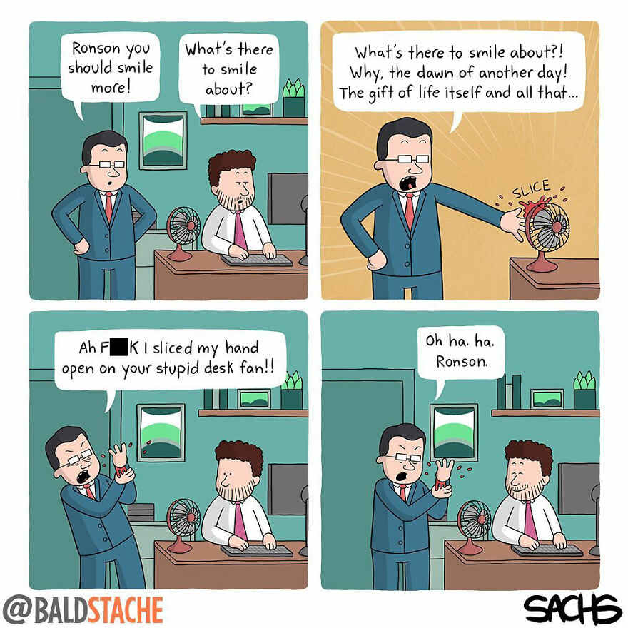 ‘Baldstache’ Comics For People Who Love Dark Humor