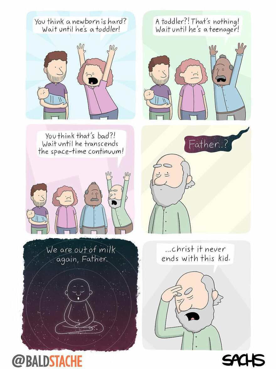 ‘Baldstache’ Comics For People Who Love Dark Humor