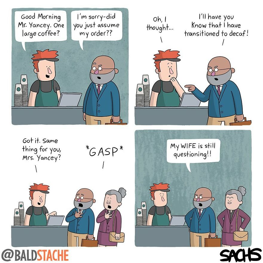 ‘Baldstache’ Comics For People Who Love Dark Humor