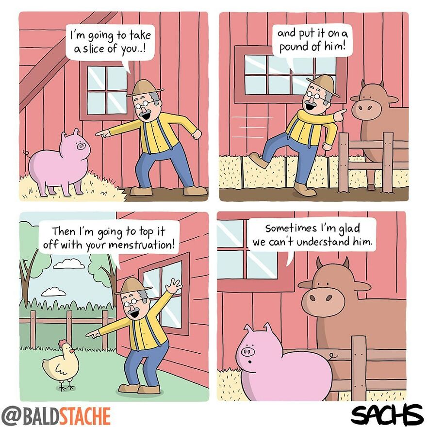 ‘Baldstache’ Comics For People Who Love Dark Humor