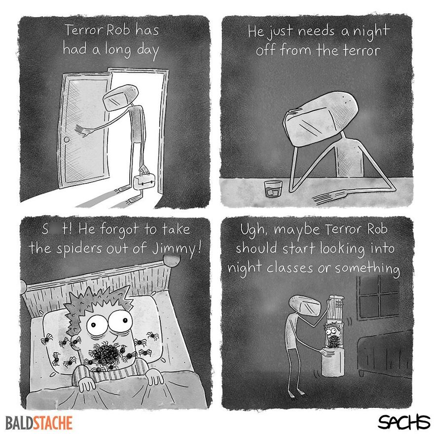 ‘Baldstache’ Comics For People Who Love Dark Humor