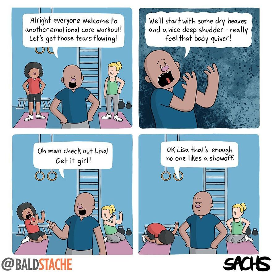 ‘Baldstache’ Comics For People Who Love Dark Humor
