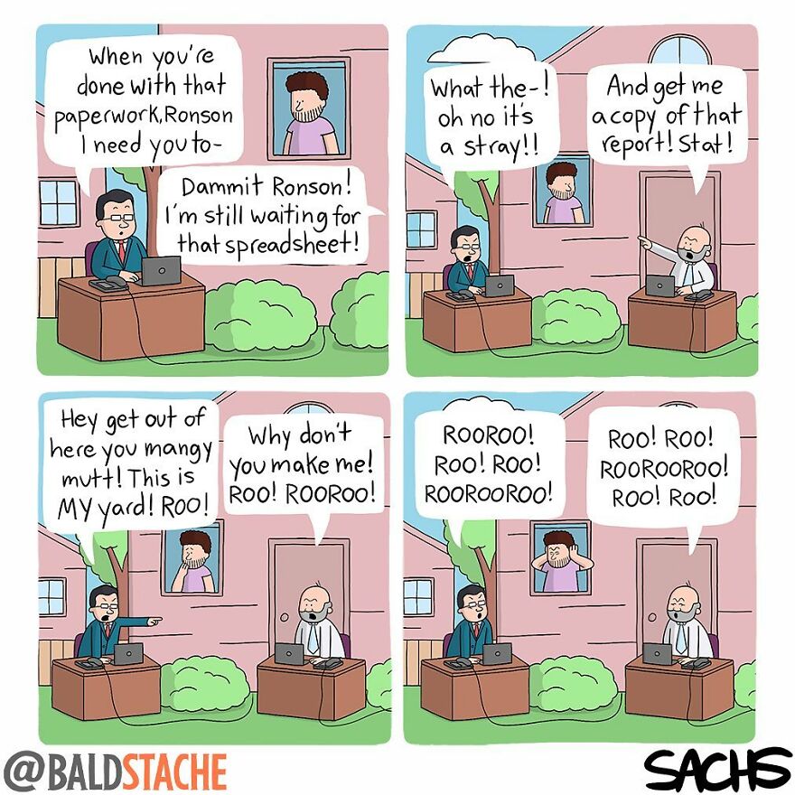 ‘Baldstache’ Comics For People Who Love Dark Humor