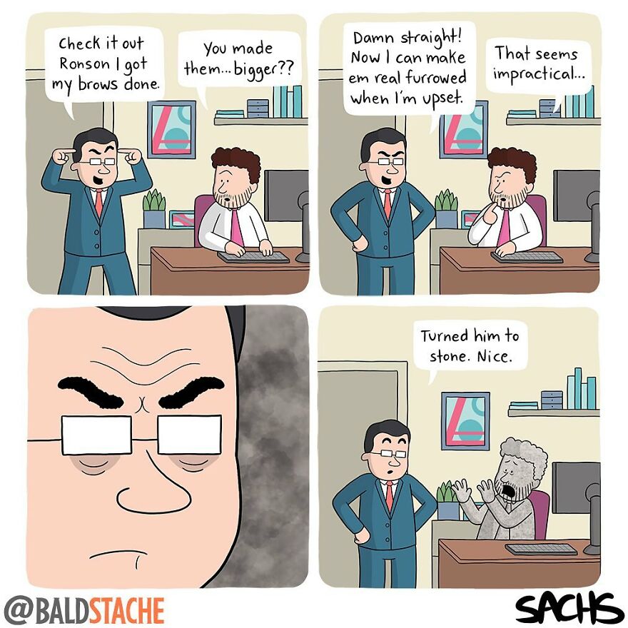 ‘Baldstache’ Comics For People Who Love Dark Humor
