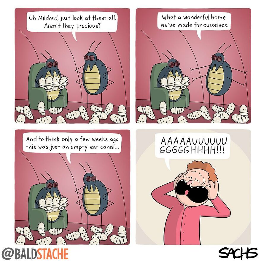 ‘Baldstache’ Comics For People Who Love Dark Humor