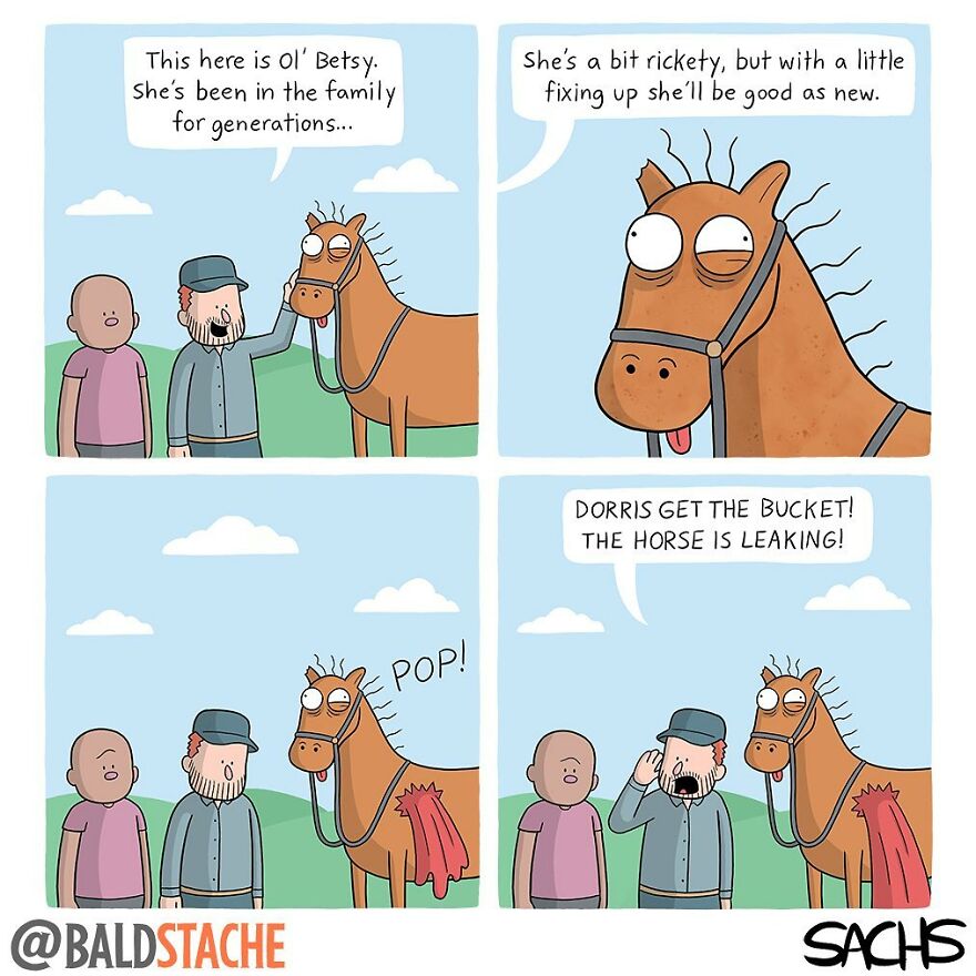 ‘Baldstache’ Comics For People Who Love Dark Humor