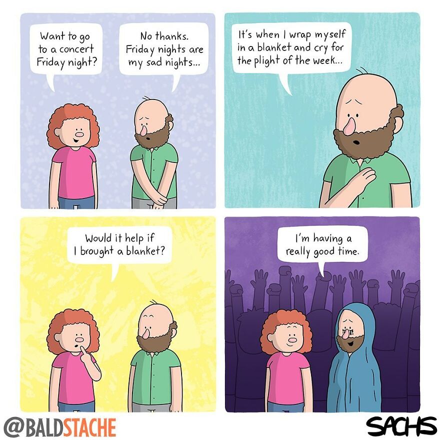‘Baldstache’ Comics For People Who Love Dark Humor