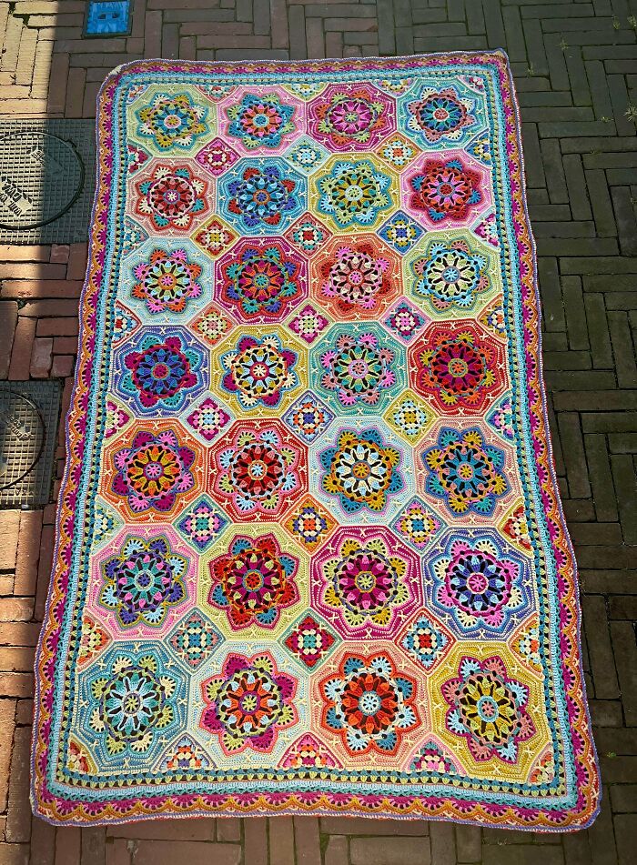 My Persian Tiles Blanket Is Finished. It’s A Beauty
