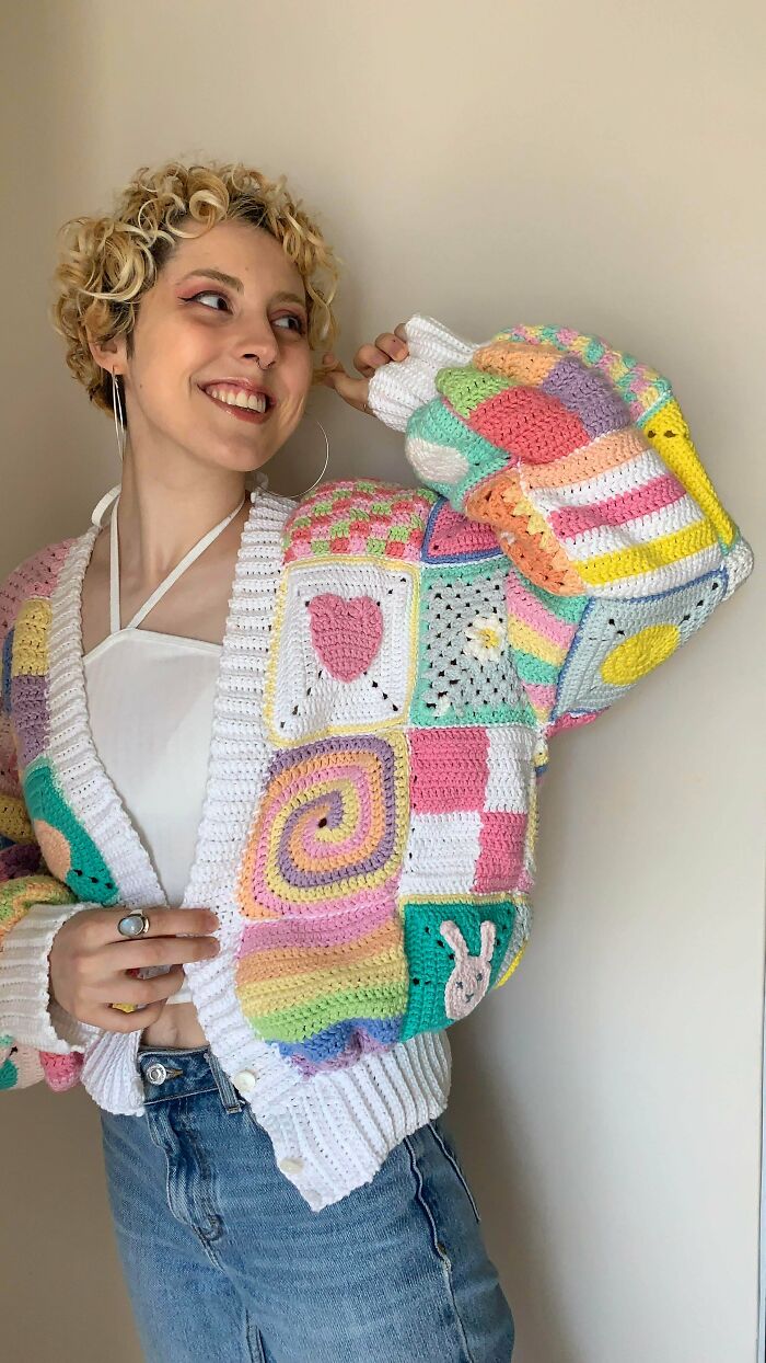 My First Ever Crochet Cardigan Is Complete! Started Crocheting 9 Months Ago And This Is My Own Pattern 