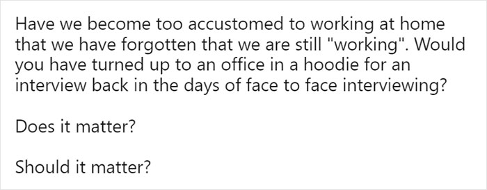 “Should It Matter?“: Recruiter Raises A Concern After A Candidate Didn’t Make It Through In Part Because Of What They Were Wearing “Should It Matter?“: Recruiter Raises A Concern After A Candidate Didn’t Make It Through In Part Because Of What They Were Wearing