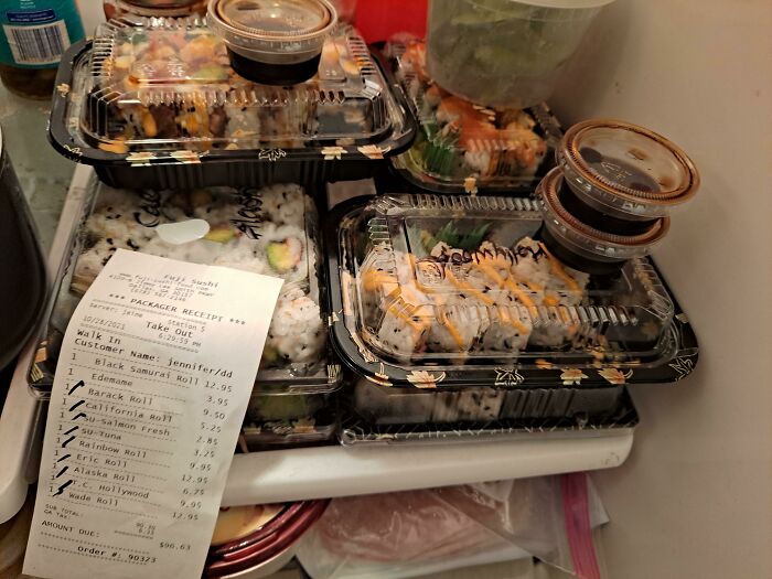 $96 Worth Of Sushi In My Fridge Because The Restaurant Gave Me The Wrong Order